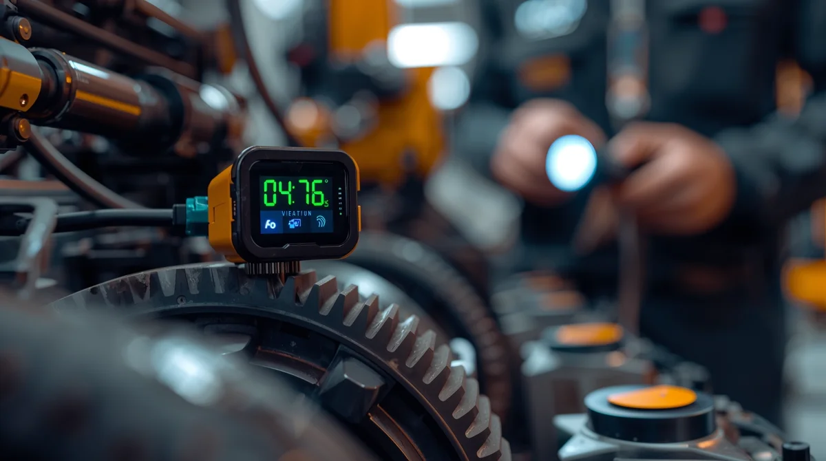 Sensor IoT instalado em máquina flexográfica para manutenção preditiva